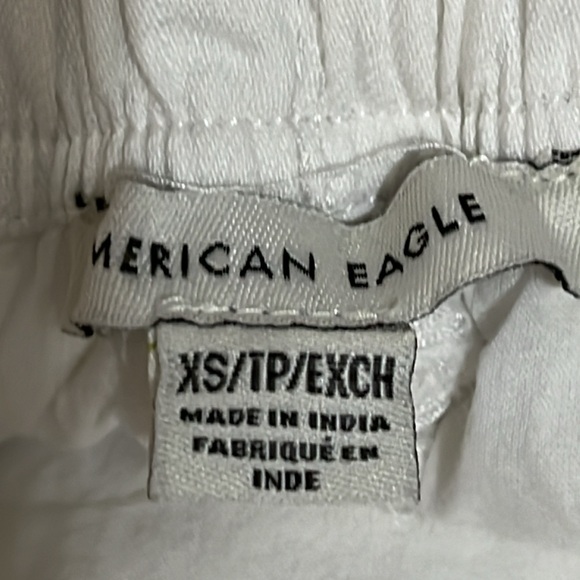 American Eagle Womens Cotton Pants White Size XSmall Elastic Waist Wide Leg - Picture 3 of 10